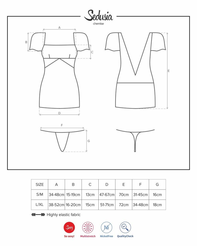 Obsessive - Sedusia Chemise & Thong - Black - S/M photo