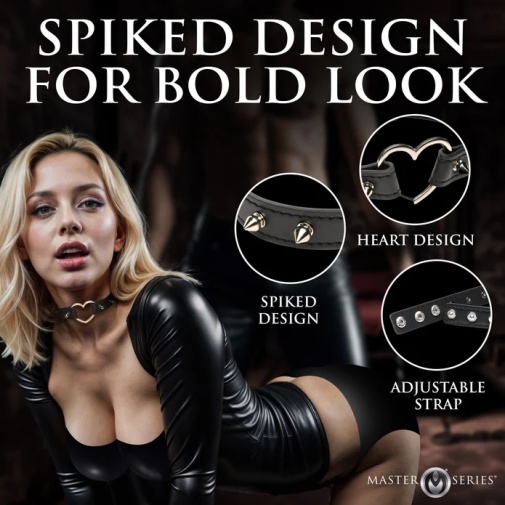 Master Series - Spiked Heart Choker - Black 照片