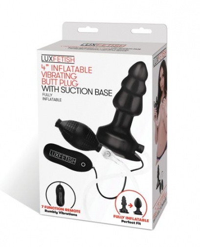 Lux Fetish - 4'' Inflatable Vibrating Butt Plug w/Suction Base photo