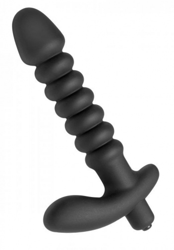 Prostatic Play - Quest Silicone Prostate Play Vibe Ribbed - Black photo