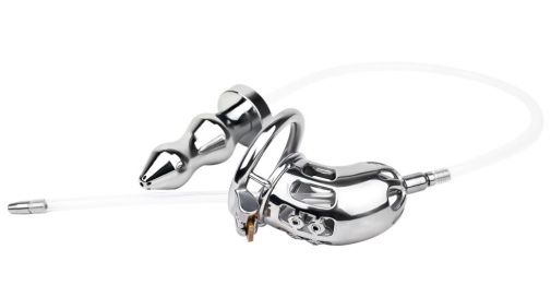 FAAK - Metal Chastity Cage w Catheter & Plug 照片
