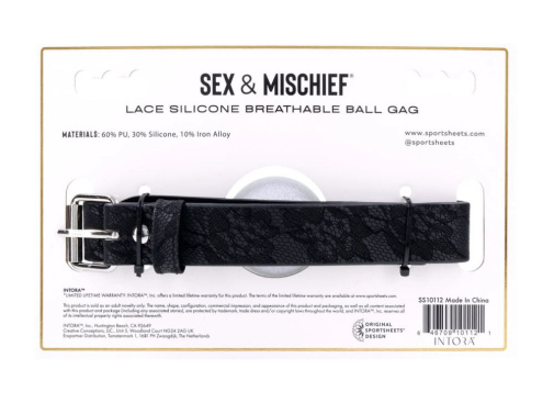 Sex&Mischief - Lace Breathable Ball Gag - White photo