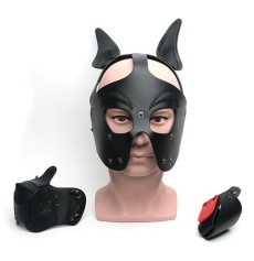 665 - Playful Puppy Face Mask - Black 照片