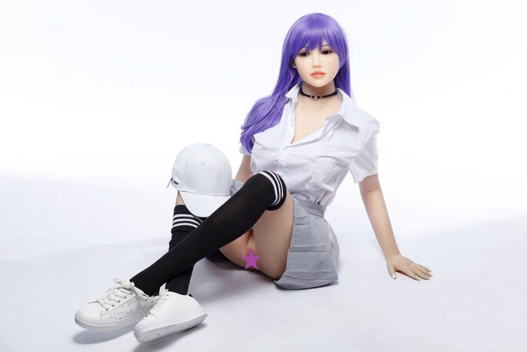 Rosalie Asian Curvy Realistic Sex Doll, Purple Hair, Ultra Soft TPE 158 cm (5’2 ft) photo