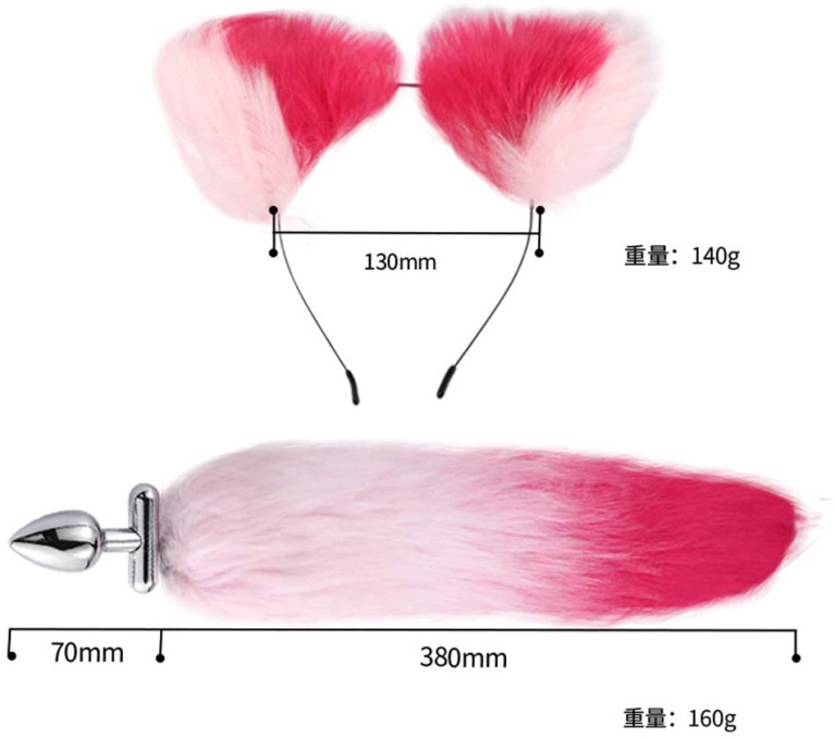 MT - Screwed Tail Plug with Cat Ears - Pink photo