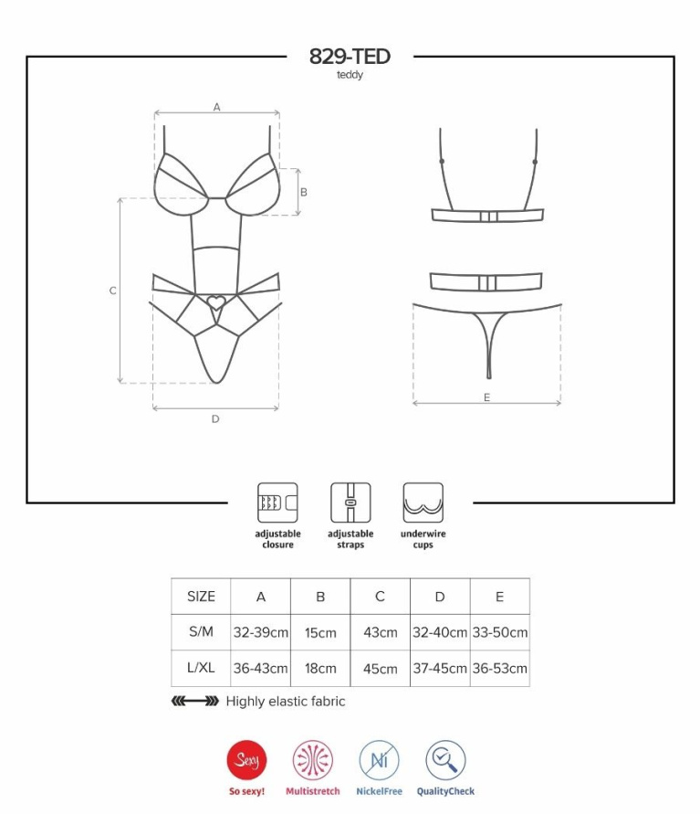 Obsessive - 829-TED-3 连身内衣 - 红色 - L/XL 照片