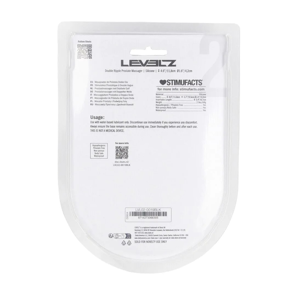Levelz - 双重波纹前列腺按摩器 - 黑色 照片-9