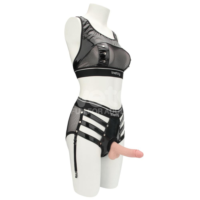 Lovetoy - Rebellion Reign Harness Strap-On Set L/XL - Black photo