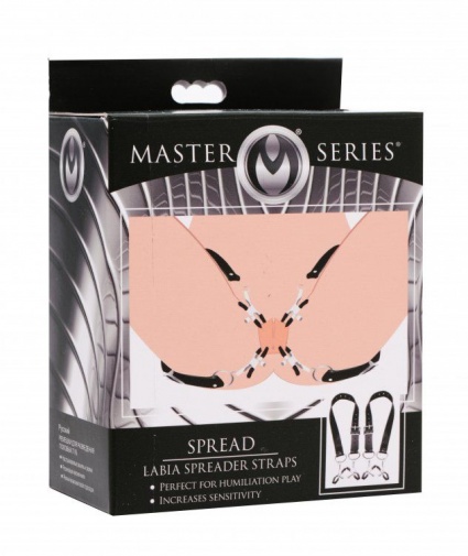 Master Series - Spread Labia Spreader Straps - Black photo