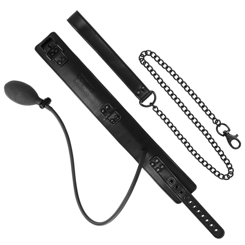 Fetish Submissive - Inflatable Collar w Chain - Black photo